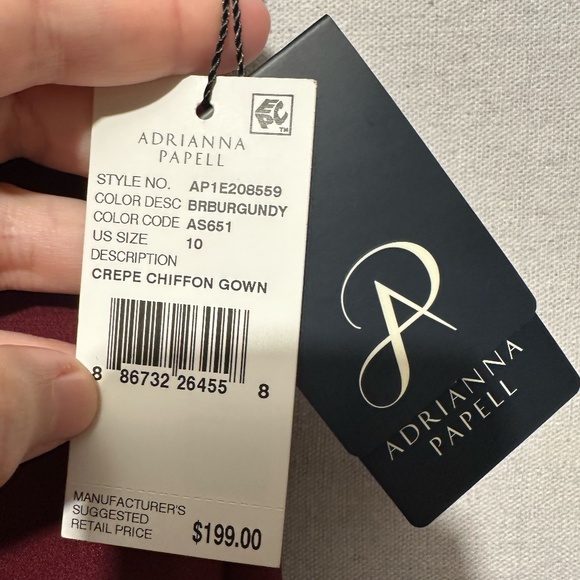 NWT Adrianna Papell Crepe Chiffon Gown - size 10 - Picture 6 of 7